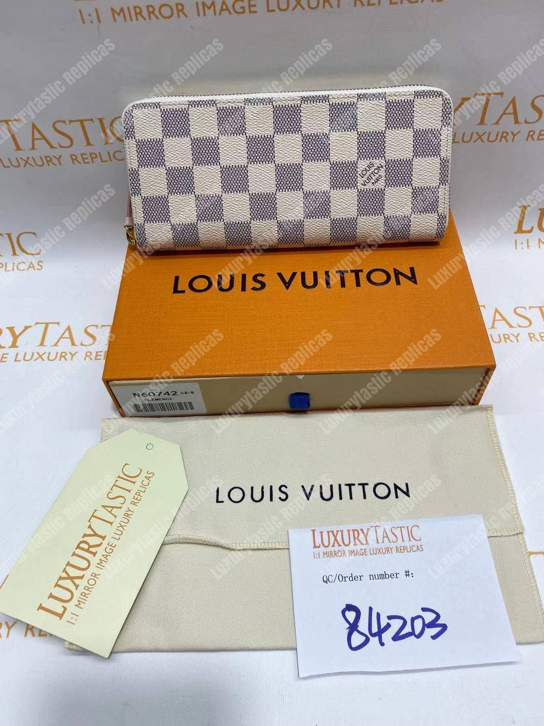 LV Clemence Wallet Damier Azur Canvas Rose Ballerine