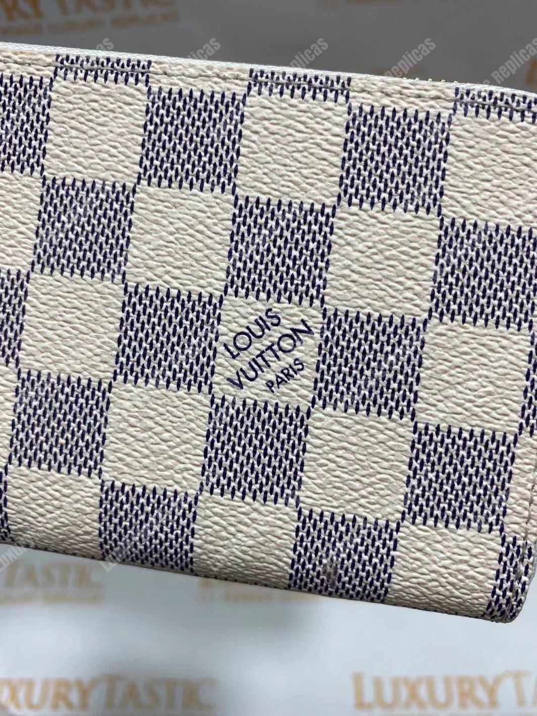 LV Clemence Wallet Damier Azur Canvas Rose Ballerine