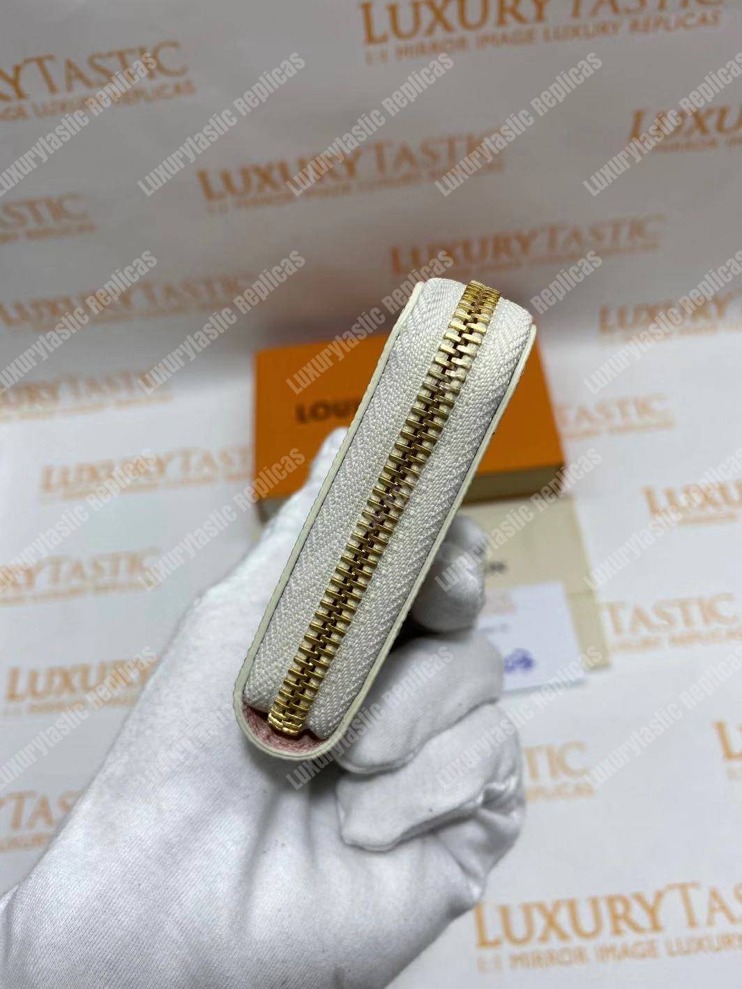 LV Clemence Wallet Damier Azur Canvas Rose Ballerine