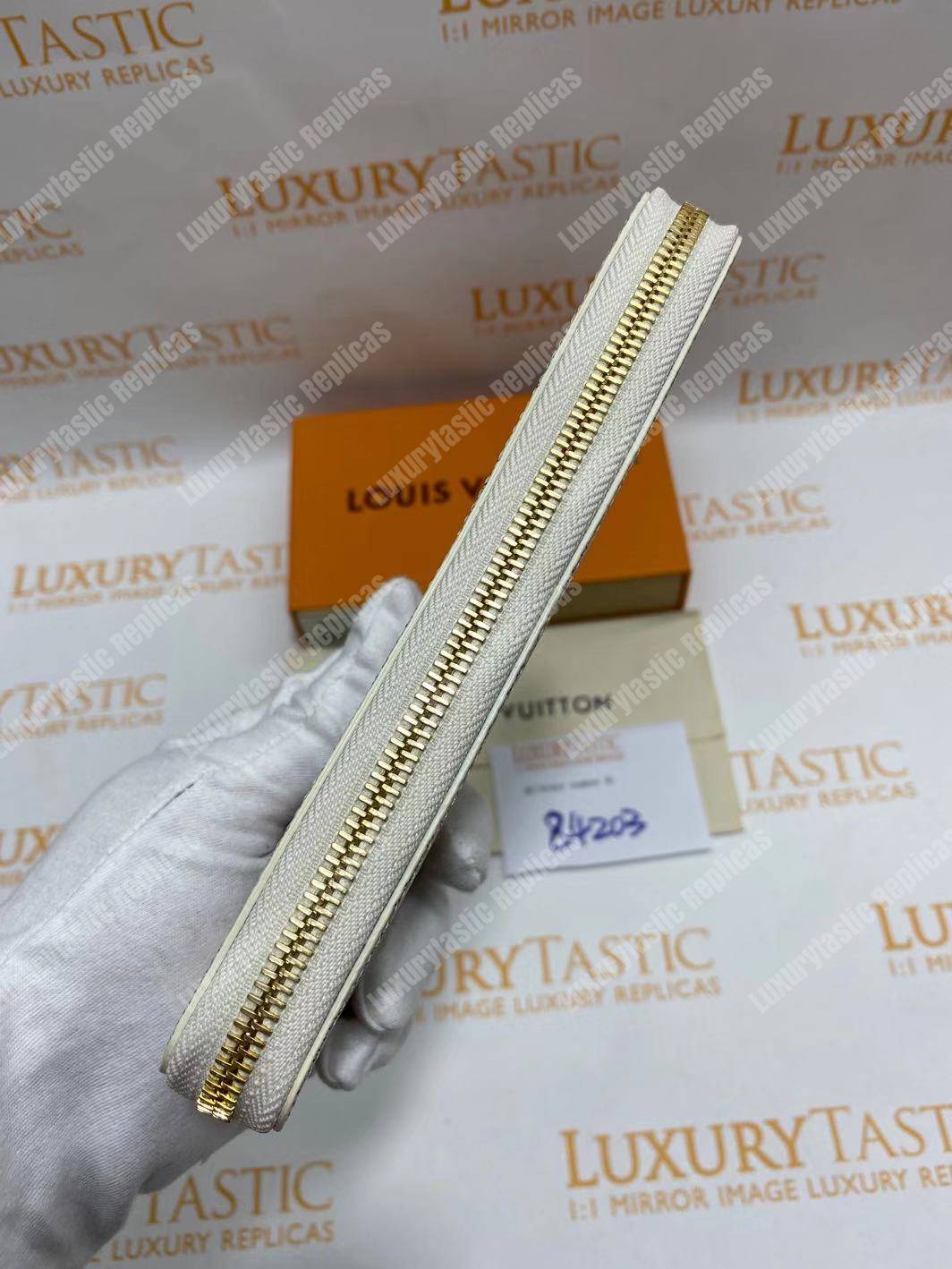 LV Clemence Wallet Damier Azur Canvas Rose Ballerine