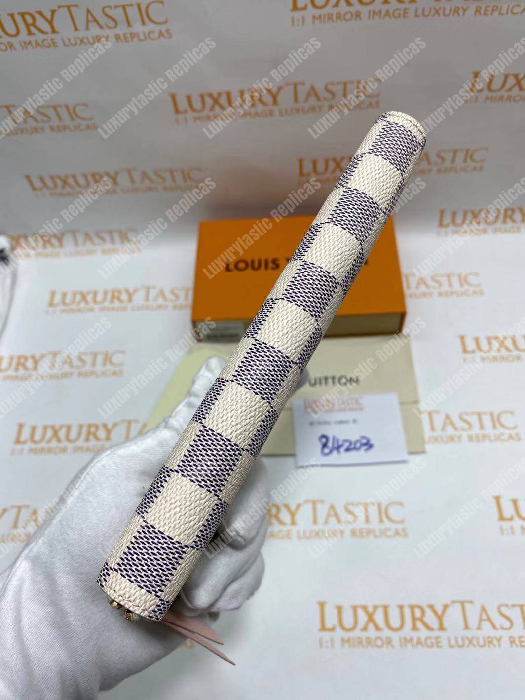 LV Clemence Wallet Damier Azur Canvas Rose Ballerine