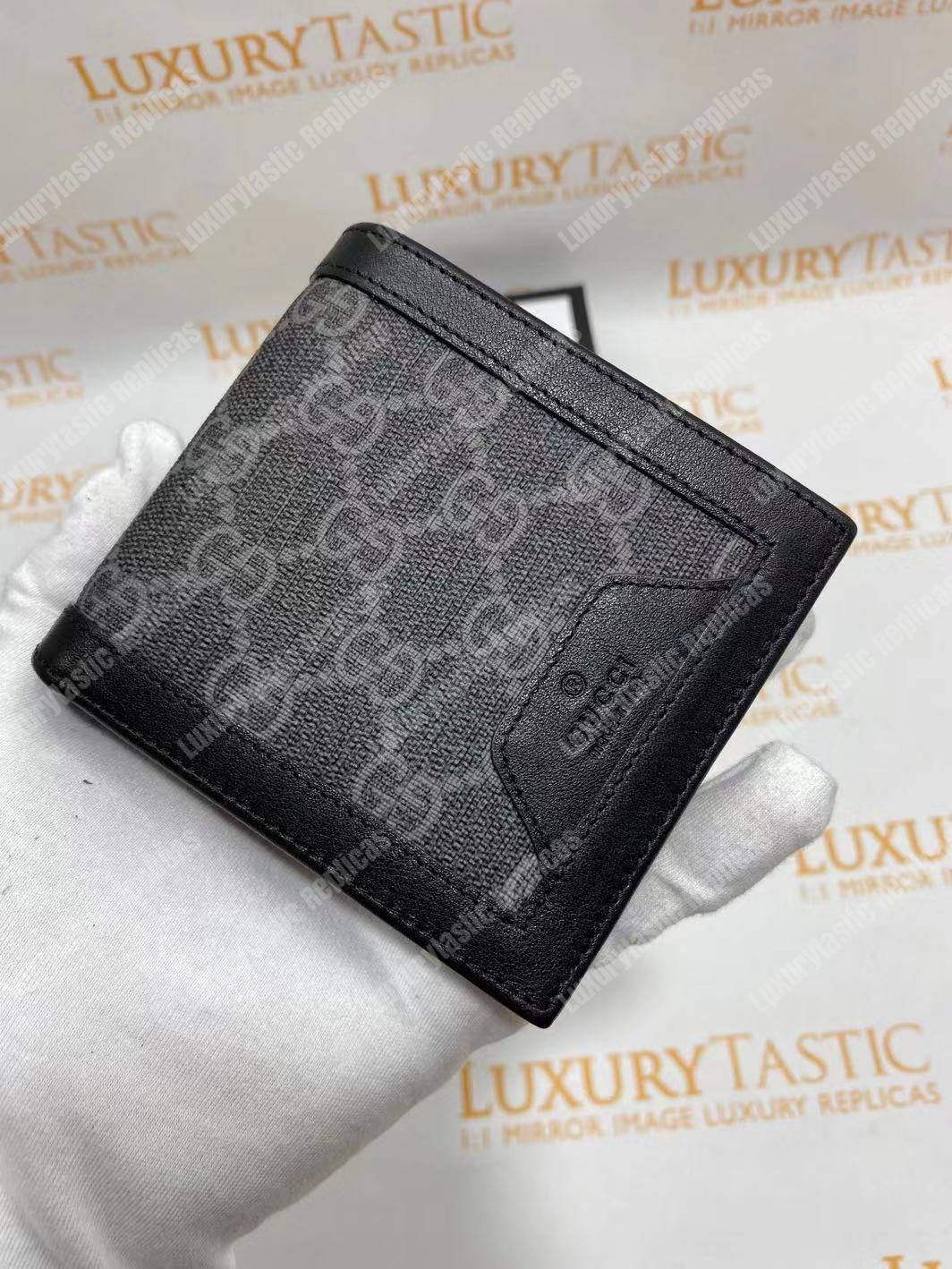 G*u*i black and grey gg sup*e canvas wallet