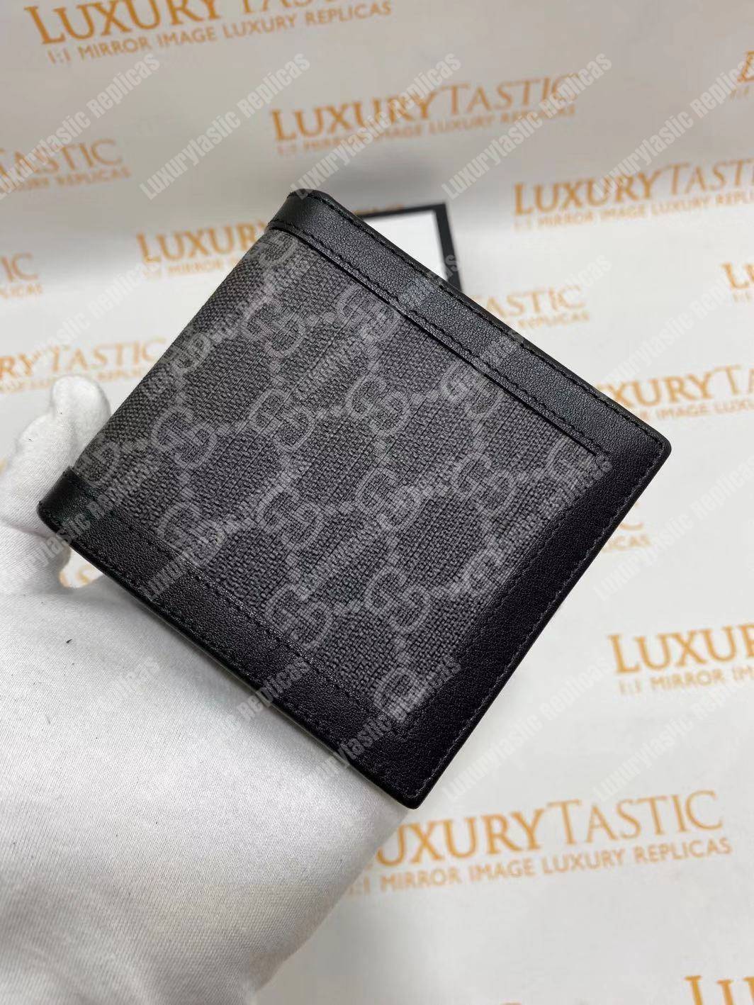 G*u*i black and grey gg sup*e canvas wallet