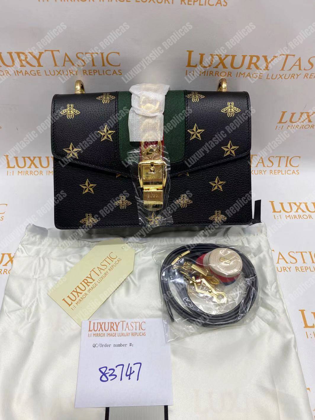 G*u*i sylvie bee star small shoulder bag black