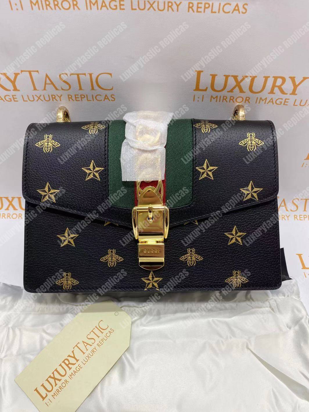 G*u*i sylvie bee star small shoulder bag black