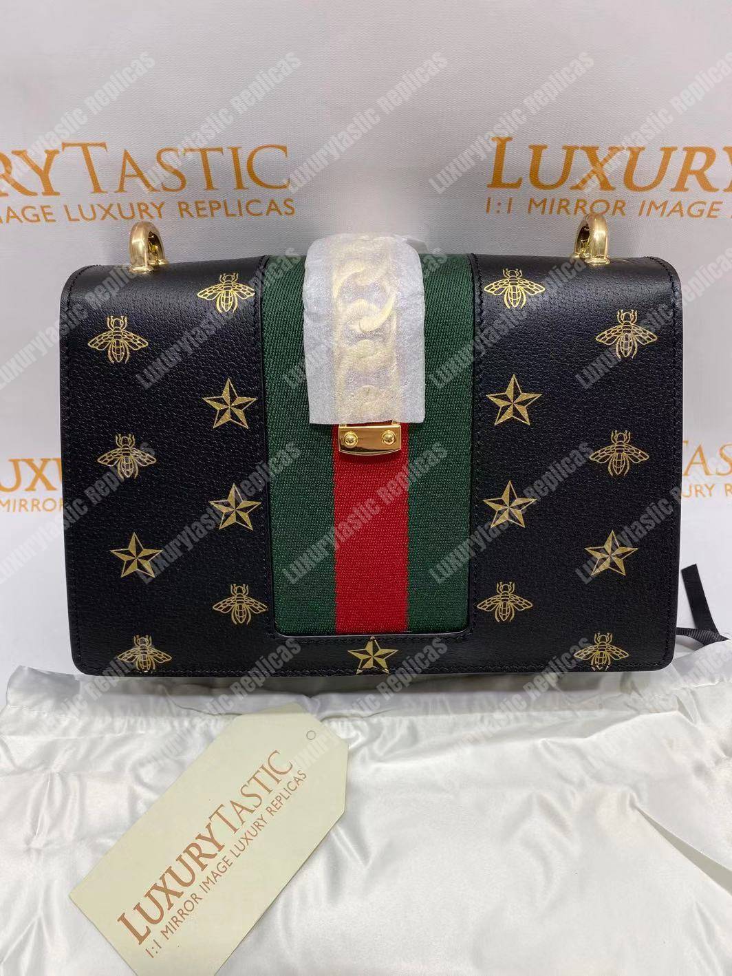 G*u*i sylvie bee star small shoulder bag black