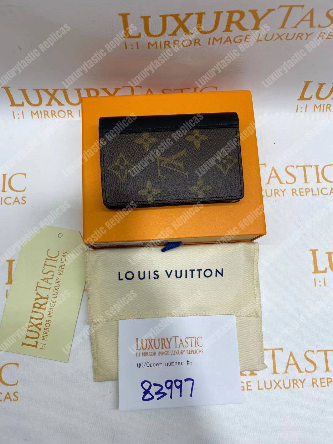 LV Pocket Organizer Monogram Macassar Canvas Black