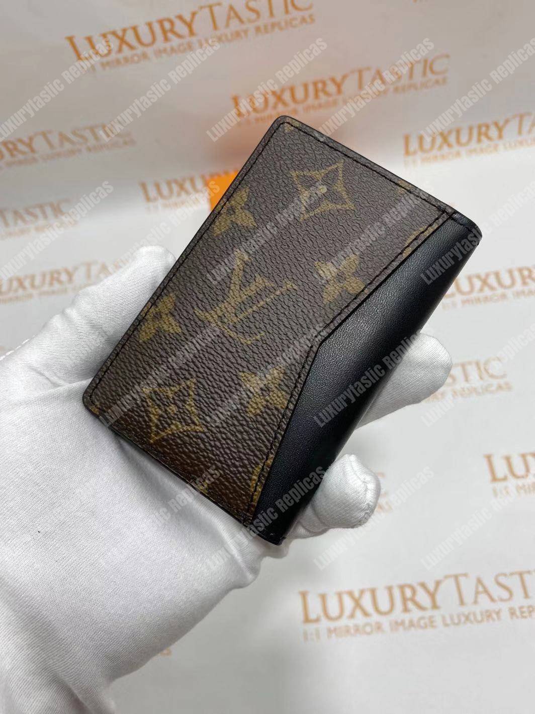 LV Pocket Organizer Monogram Macassar Canvas Black