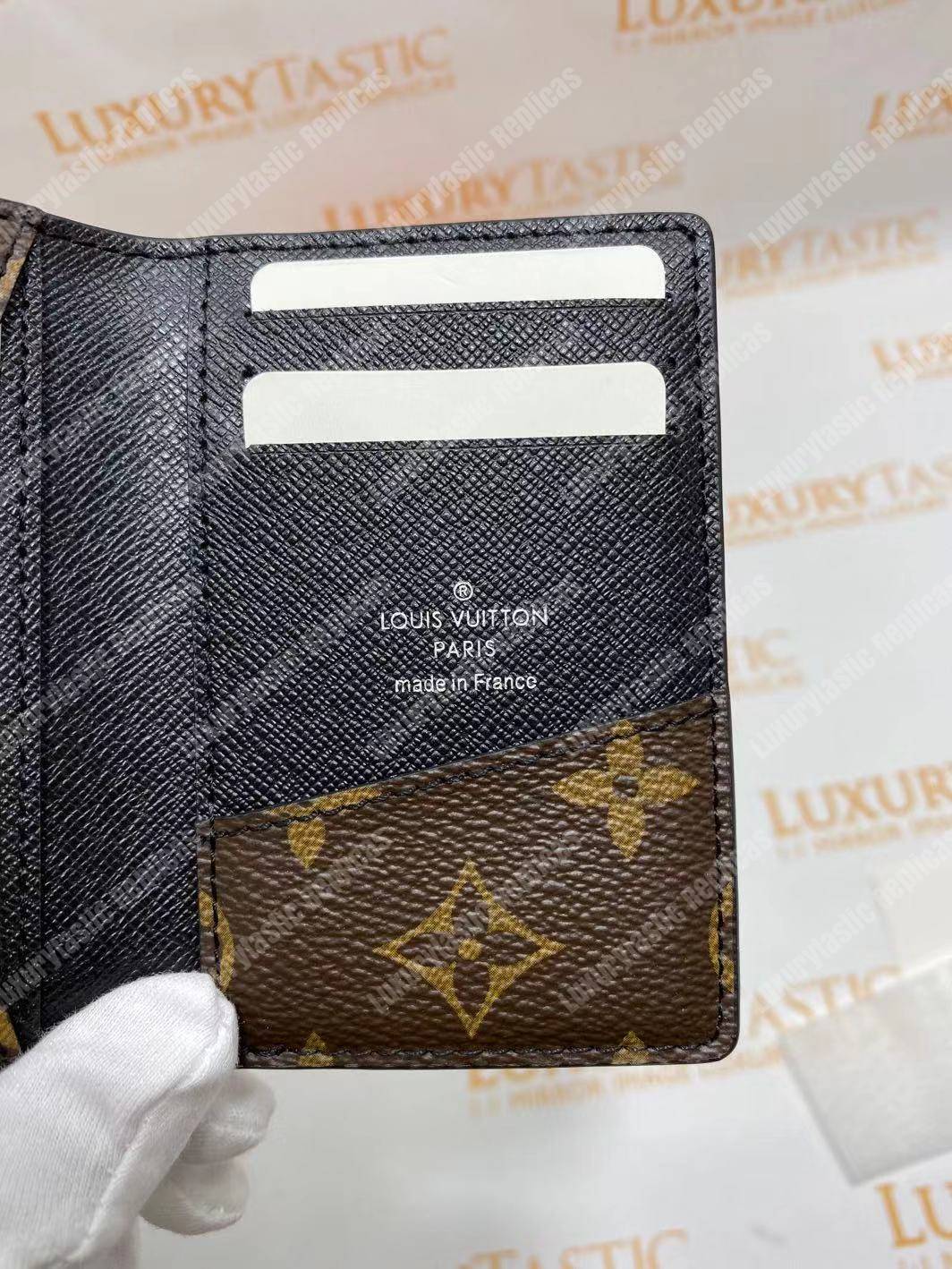 LV Pocket Organizer Monogram Macassar Canvas Black