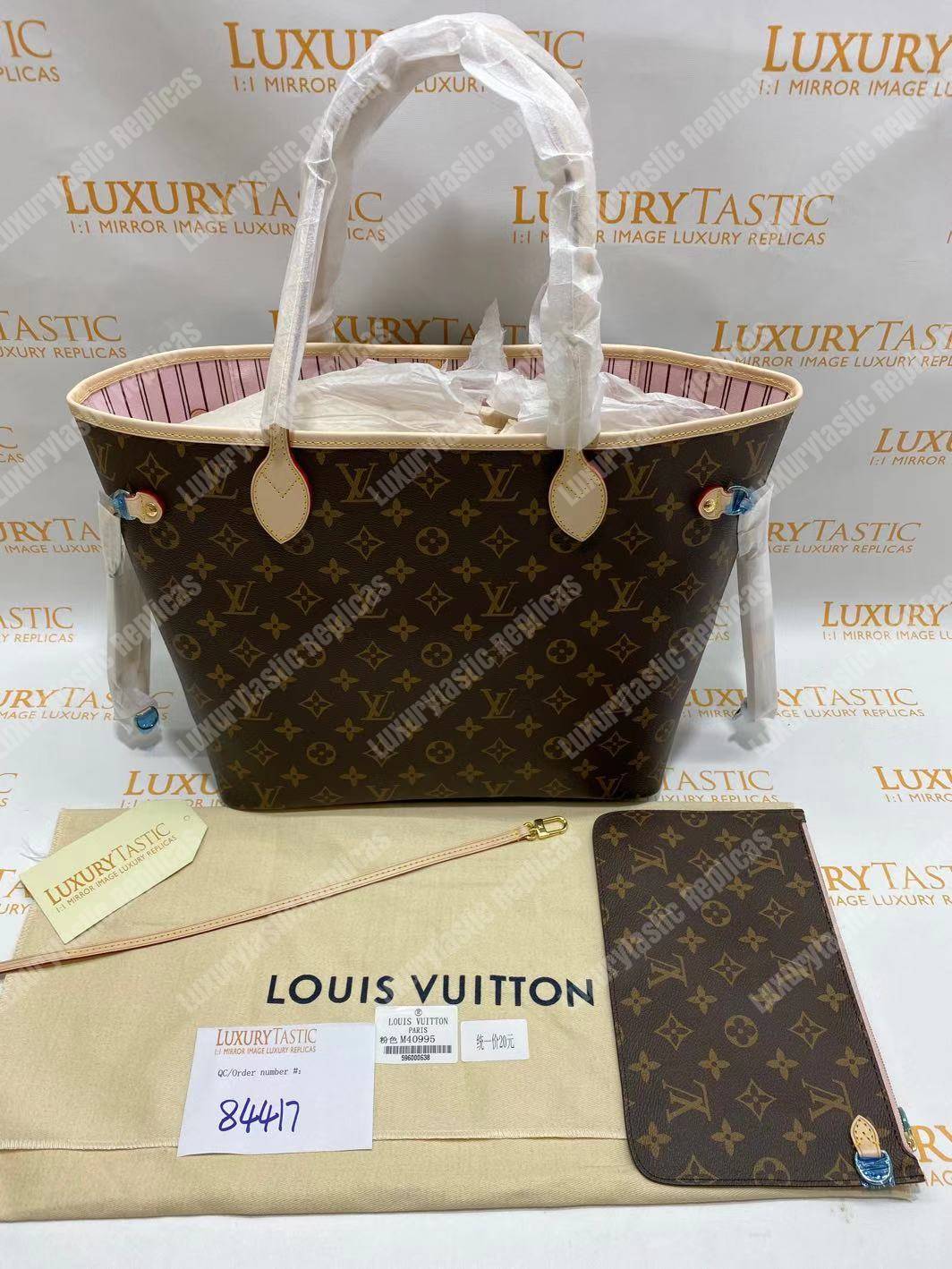 LV Neverfull MM Monogram Rose Ballerine