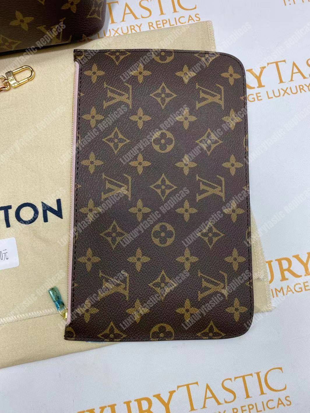 LV Neverfull MM Monogram Rose Ballerine