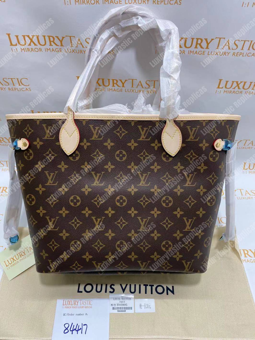 LV Neverfull MM Monogram Rose Ballerine