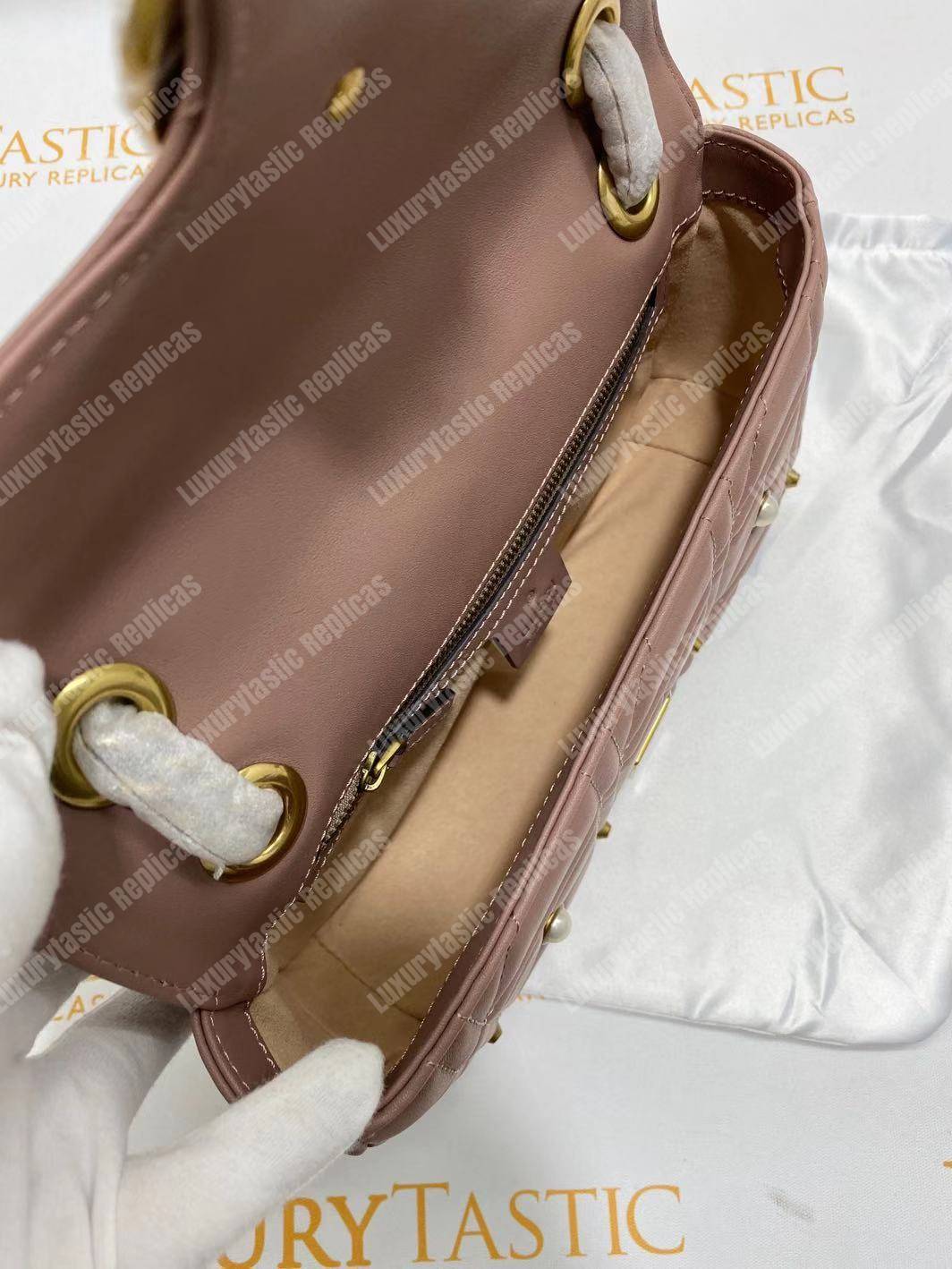G*u*i gg marmont small matelassé shoulder bag with pearls dusty pink