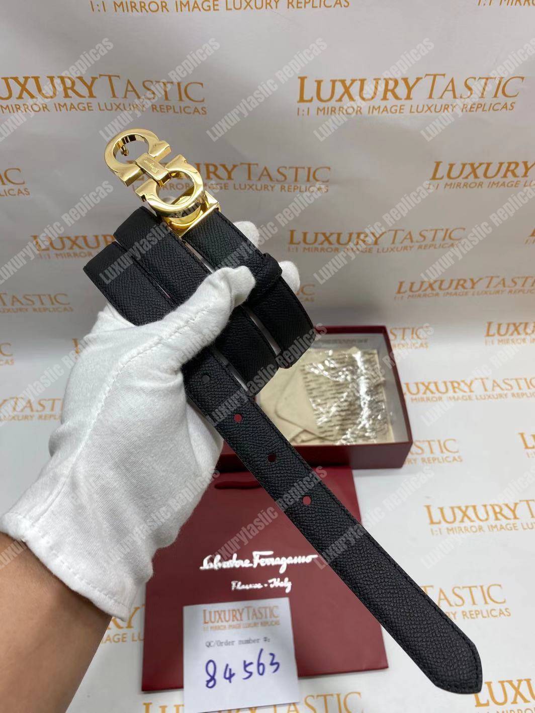 Salvatore Ferragamo Adjustable Gancini Belt Black