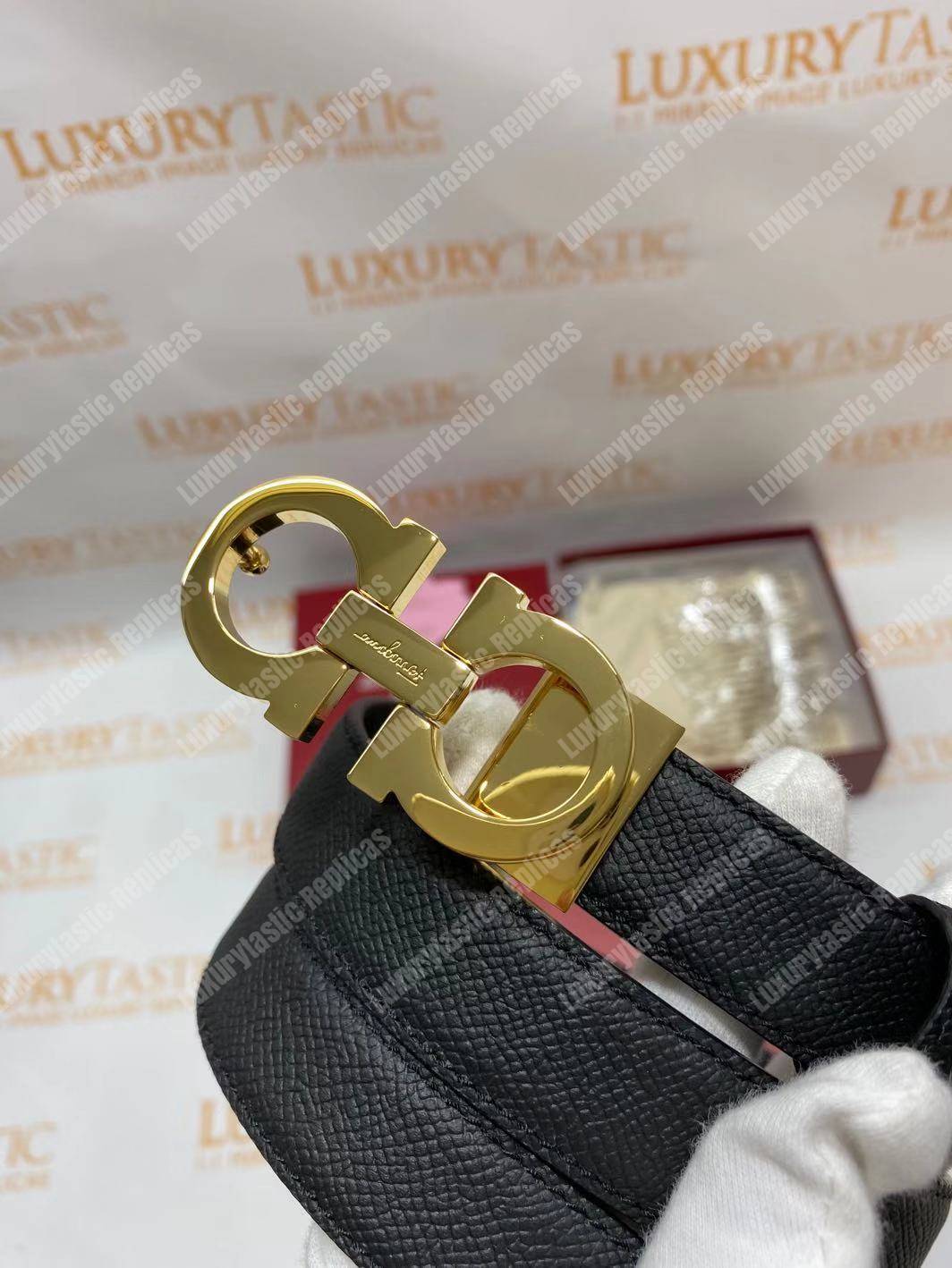 Salvatore Ferragamo Adjustable Gancini Belt Black