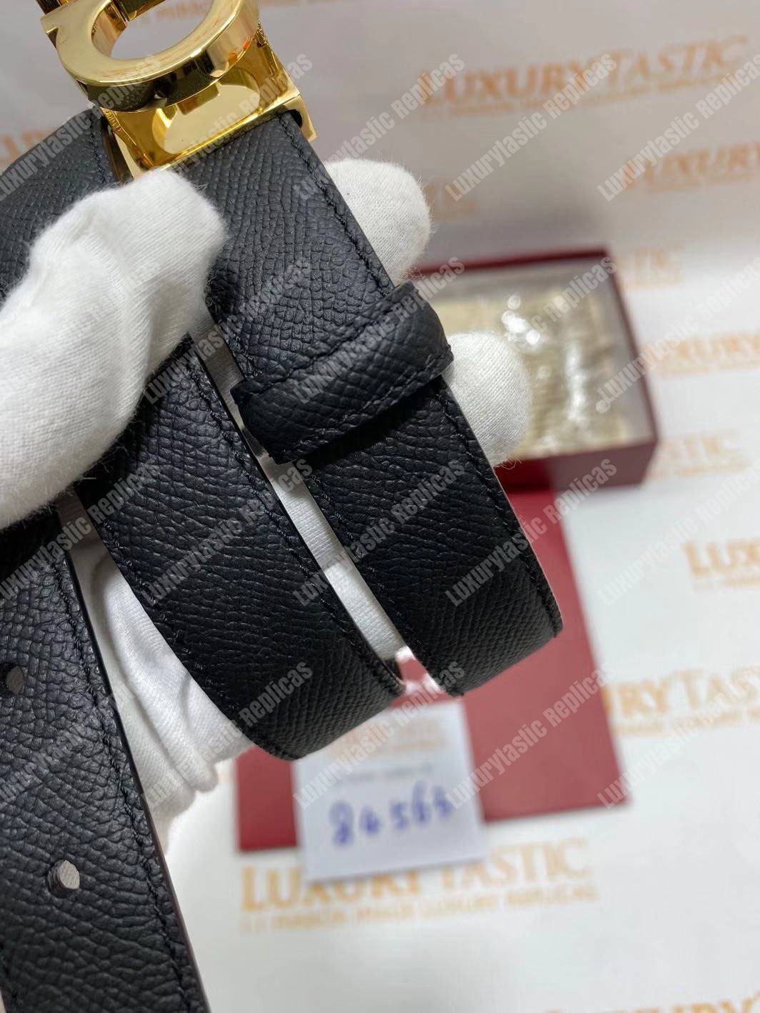 Salvatore Ferragamo Adjustable Gancini Belt Black