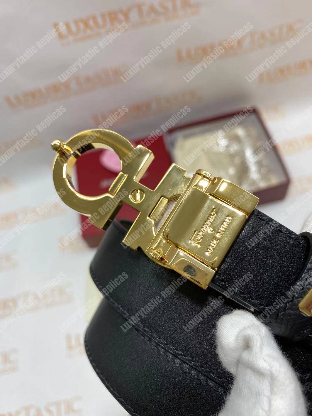 Salvatore Ferragamo Adjustable Gancini Belt Black