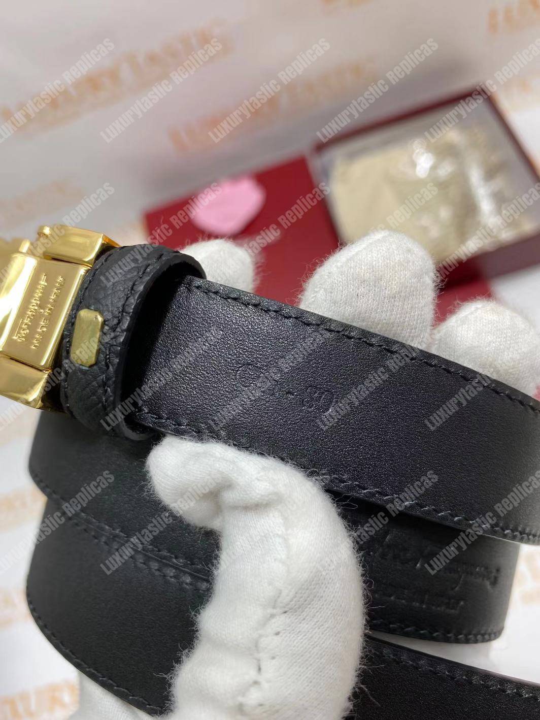 Salvatore Ferragamo Adjustable Gancini Belt Black