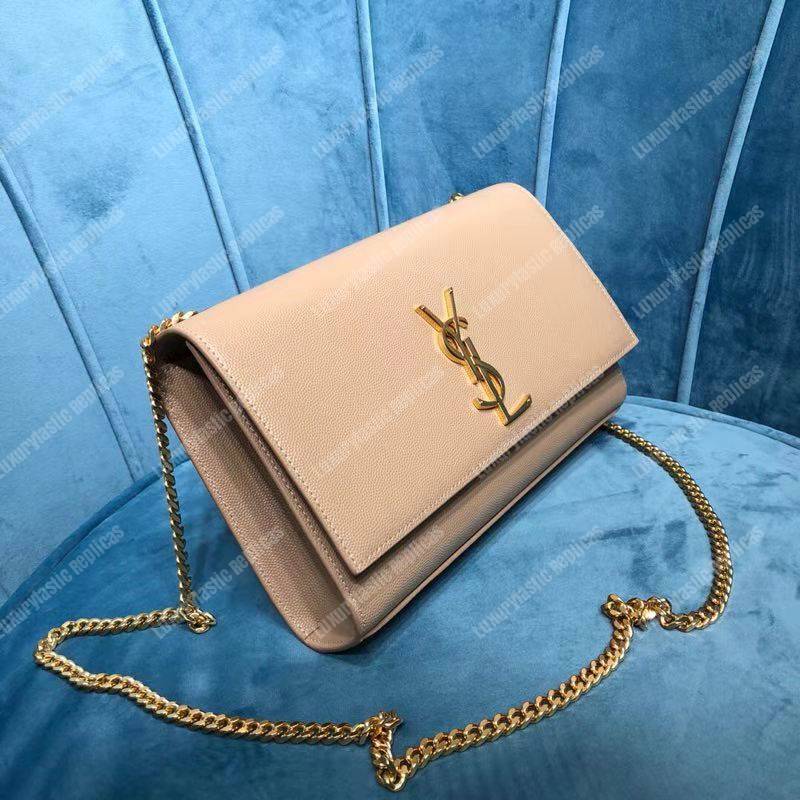 Saint Laurent Kate Medium in Grain De Poudre Embossed Leather Beige