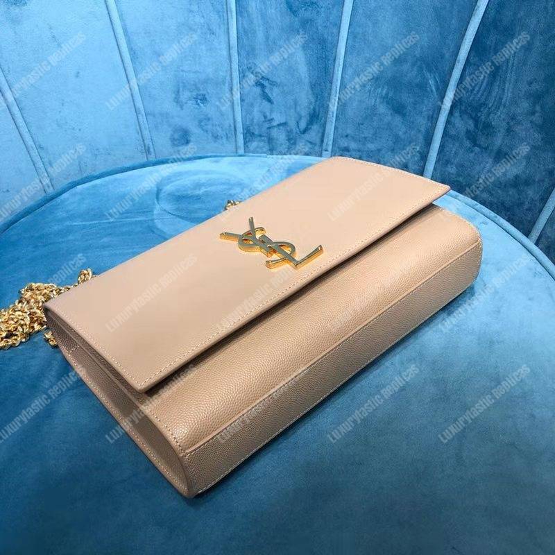 Saint Laurent Kate Medium in Grain De Poudre Embossed Leather Beige