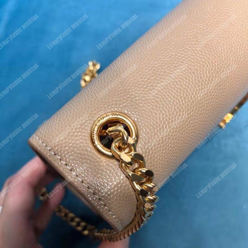 Saint Laurent Kate Medium in Grain De Poudre Embossed Leather Beige
