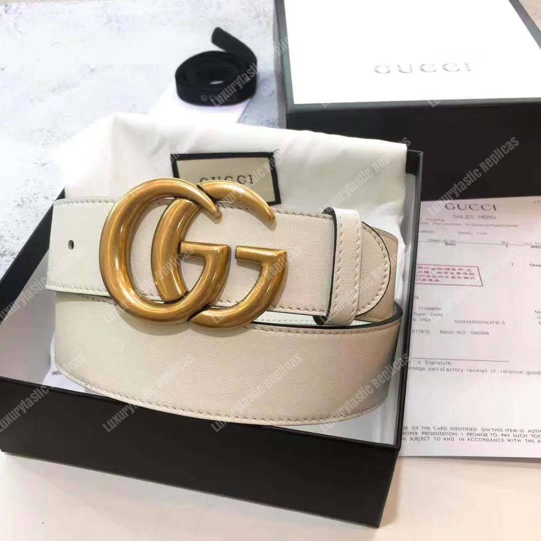 G*u*i leather belt with double g buckle white