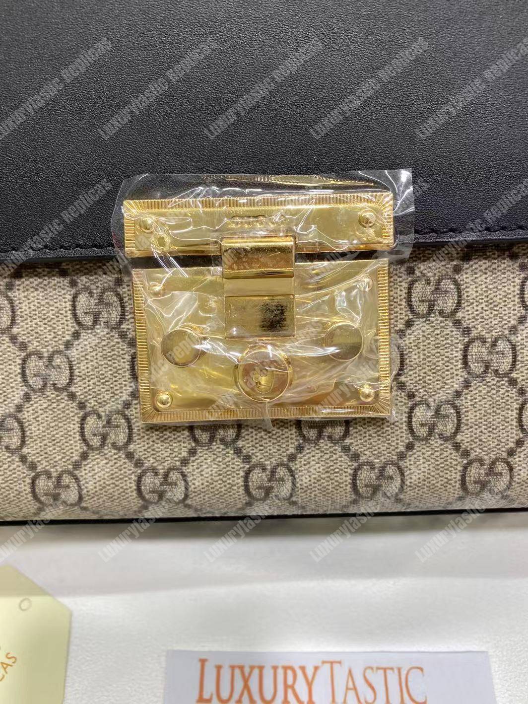 G*u*i padlock medium gg shoulder black/brown