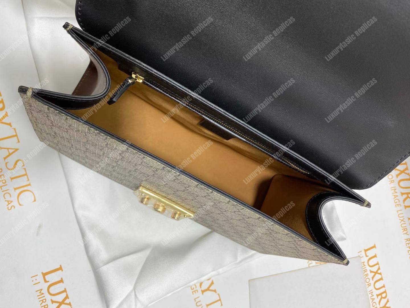 G*u*i padlock medium gg shoulder black/brown