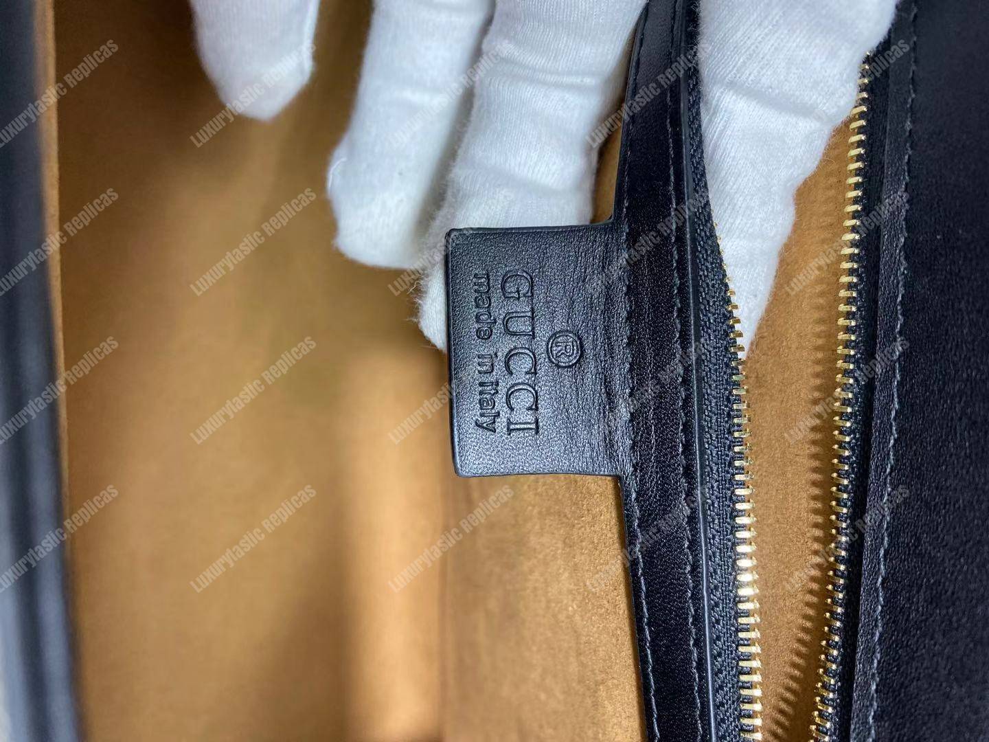 G*u*i padlock medium gg shoulder black/brown