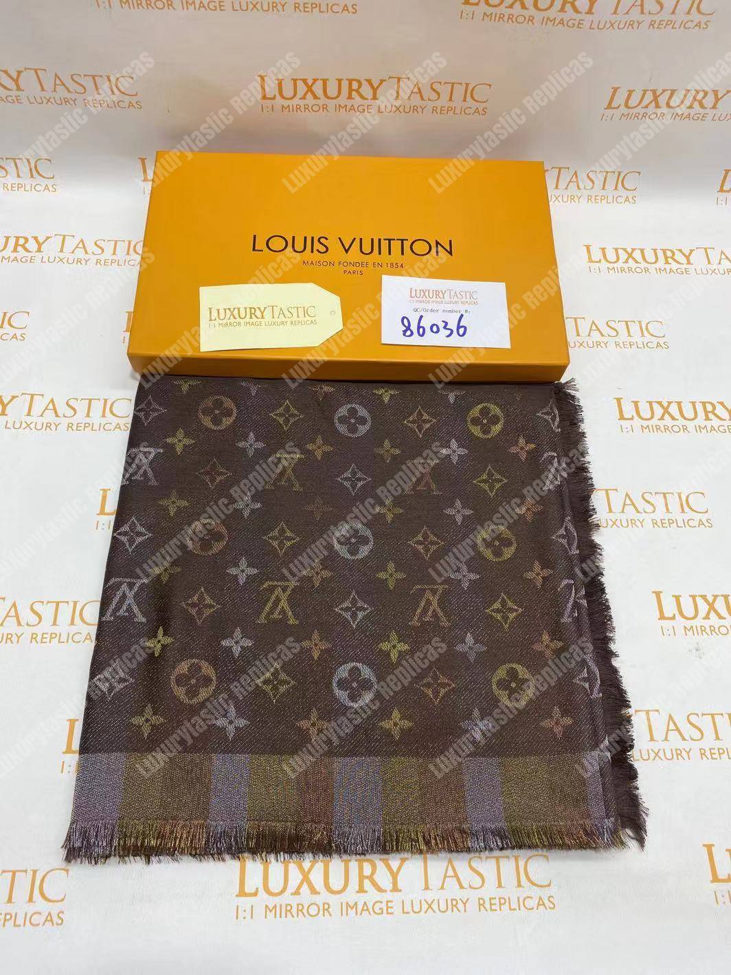 LV Monogram Shine Shawl Brown