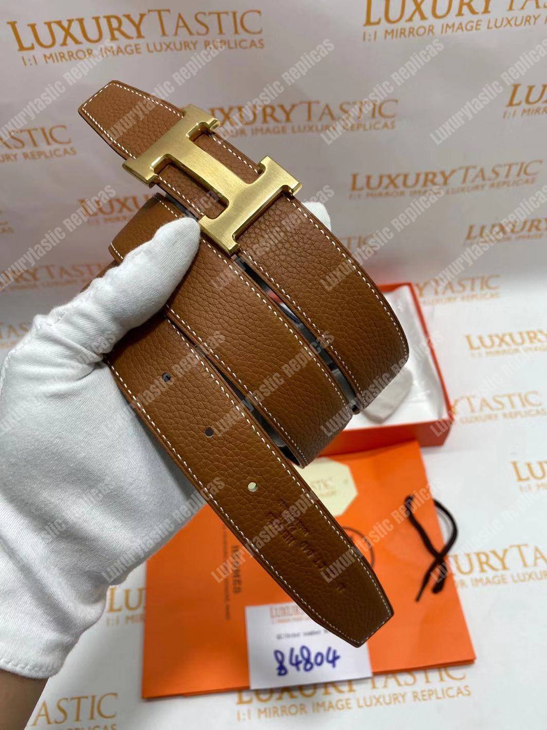 replica H**mes h belt buckle reversible leather strap brown