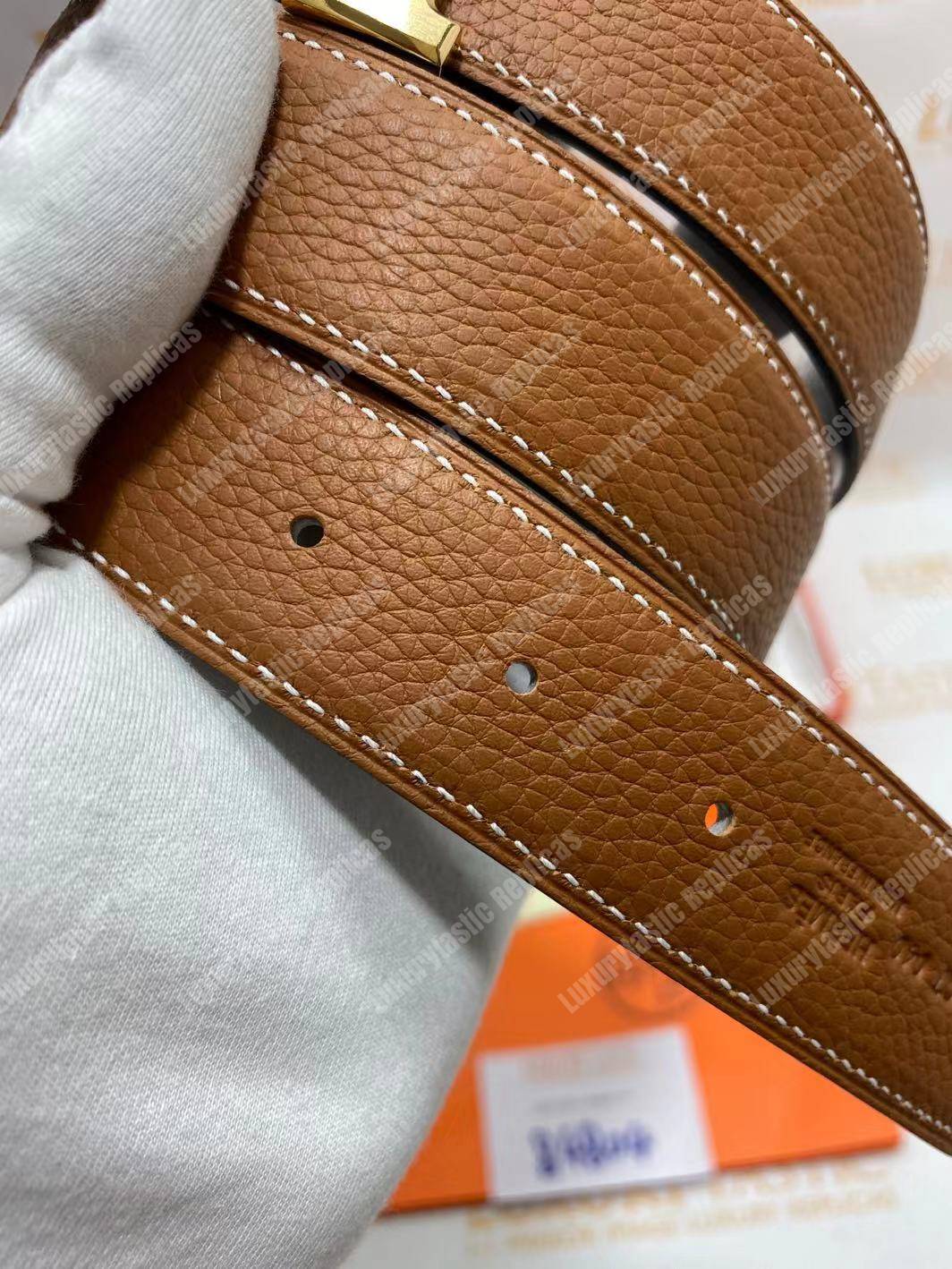 replica H**mes h belt buckle reversible leather strap brown