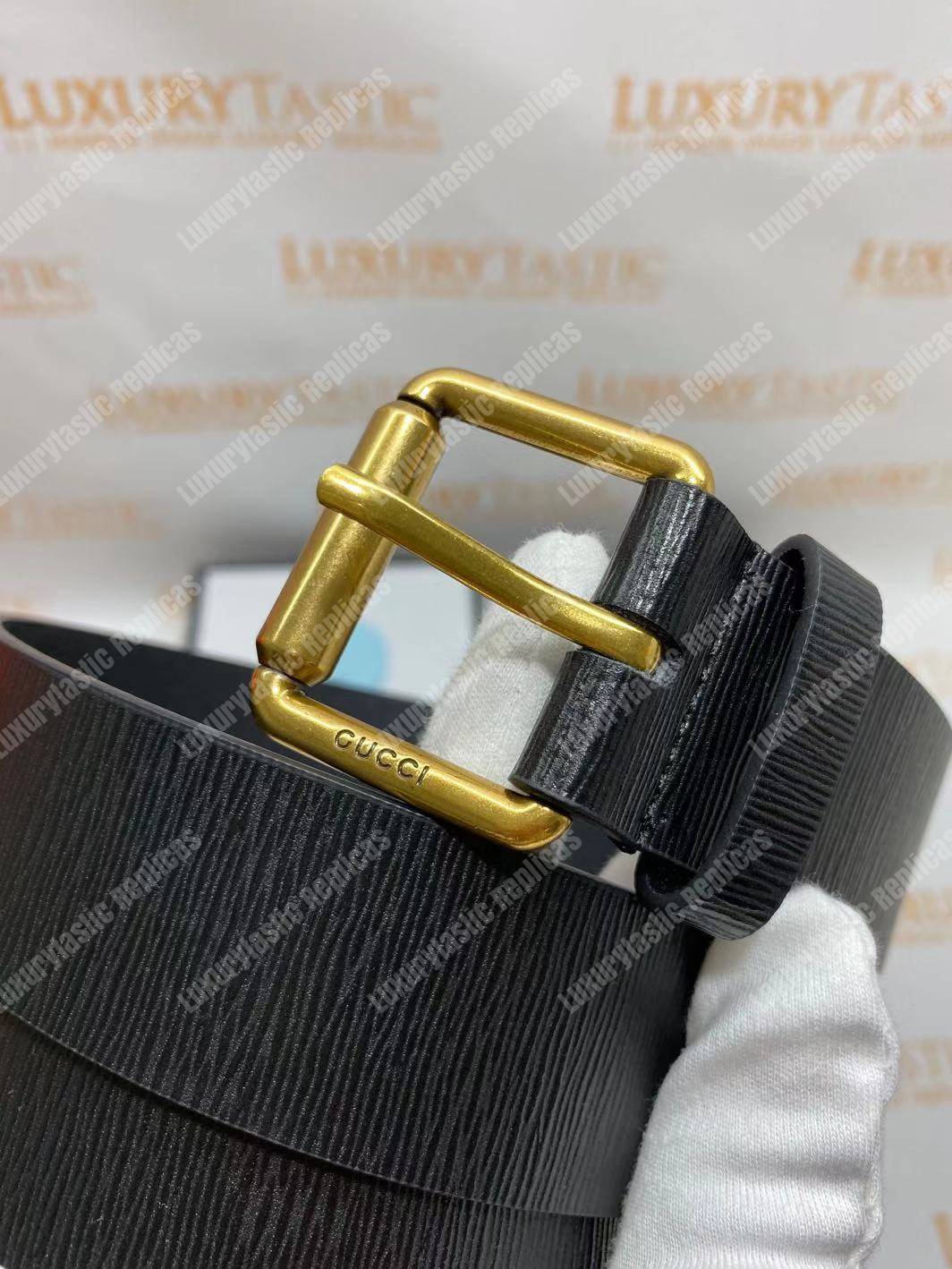 G*u*i leather belt with bee