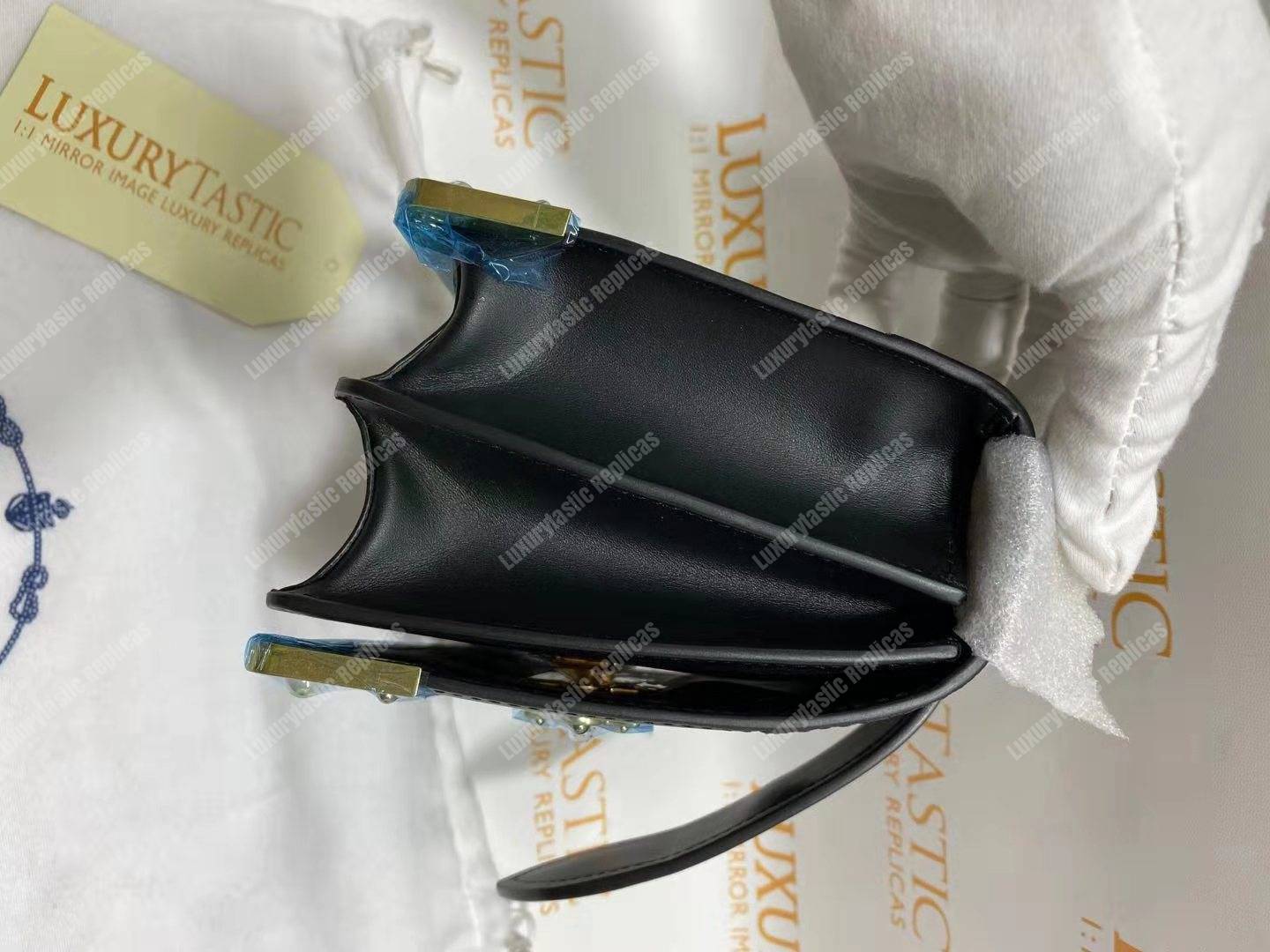 Pra*a cahier leather shoulder bag black
