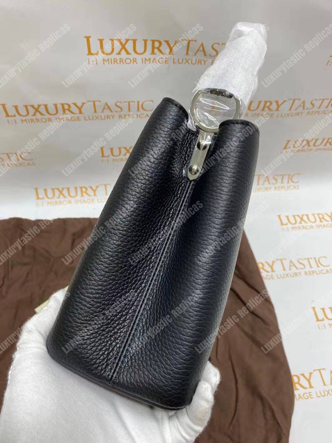 LV Capucines PM Noir Python Leather Trim