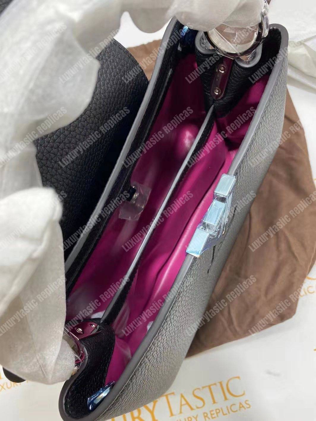 LV Capucines PM Noir Python Leather Trim