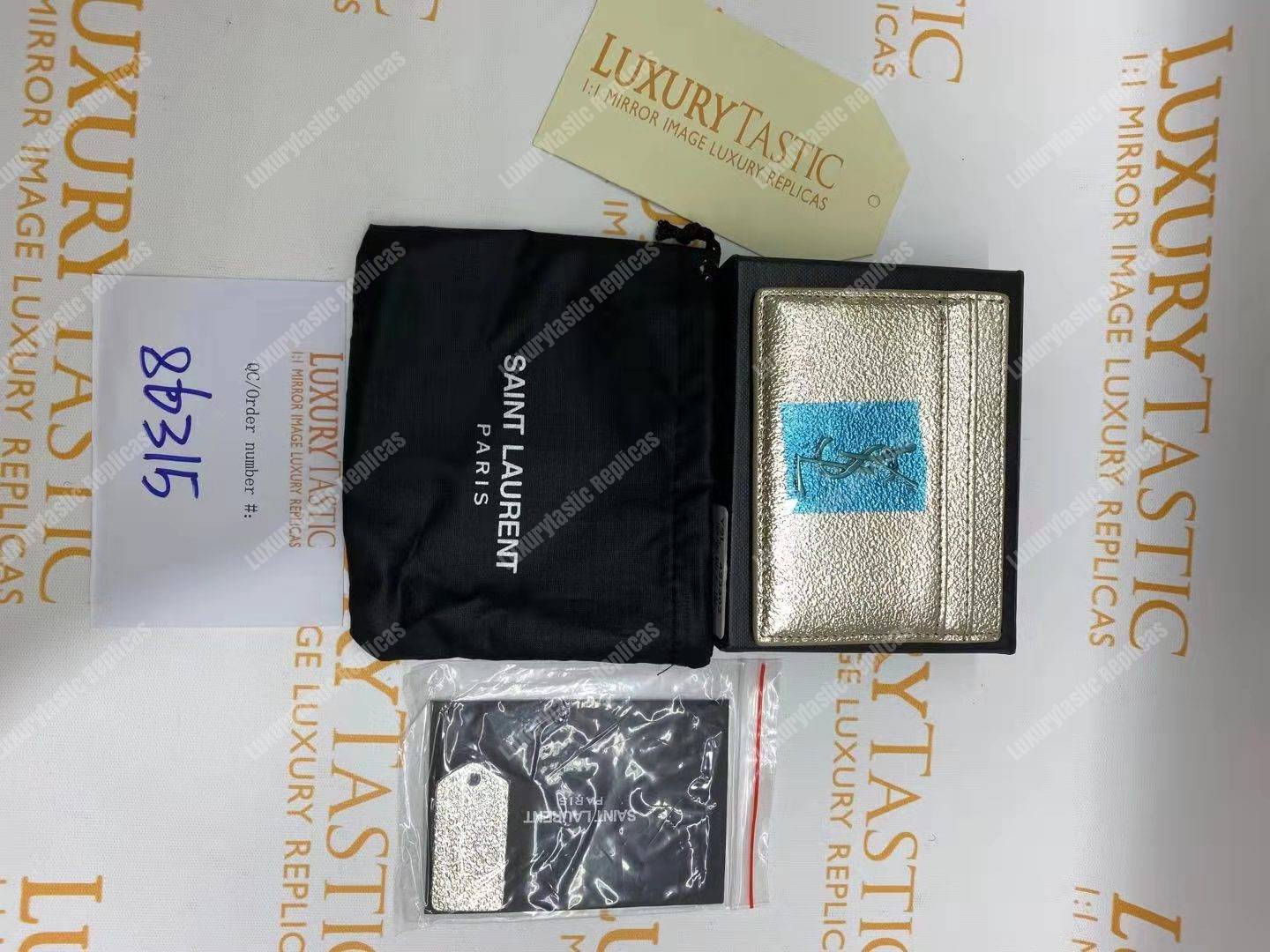 Saint Laurent Monogram Card Case Glitter Gold