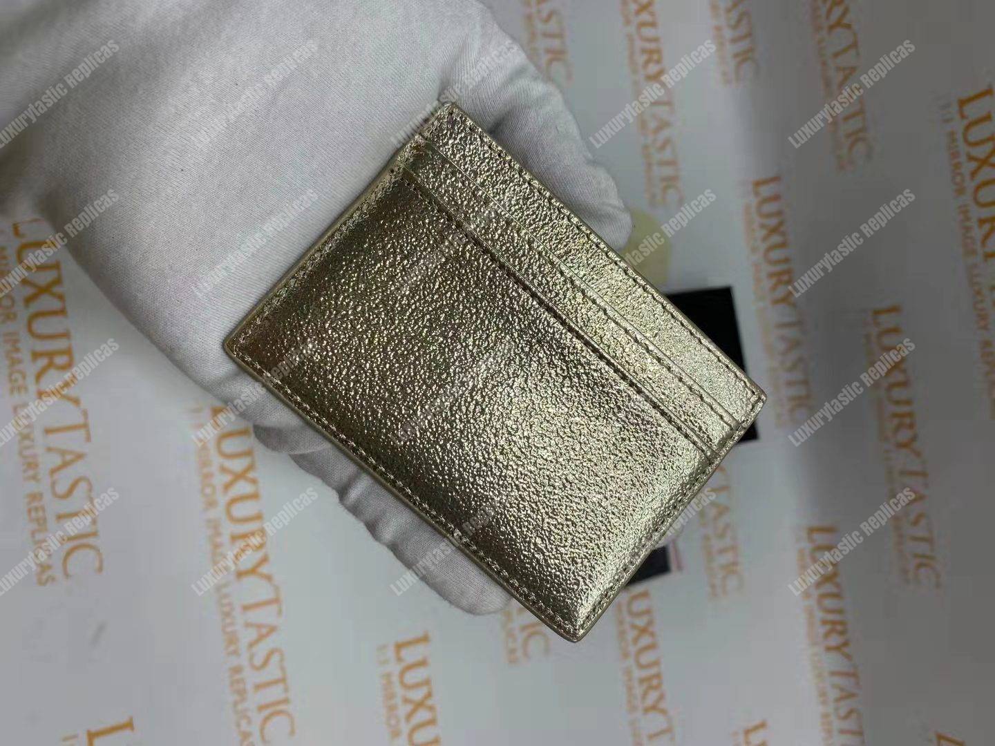 Saint Laurent Monogram Card Case Glitter Gold