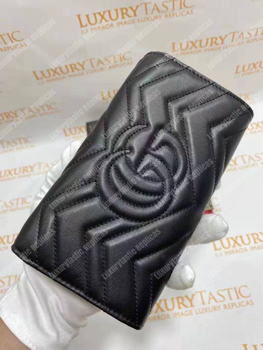 G*u*i gg marmont continental wallet with animal studs black