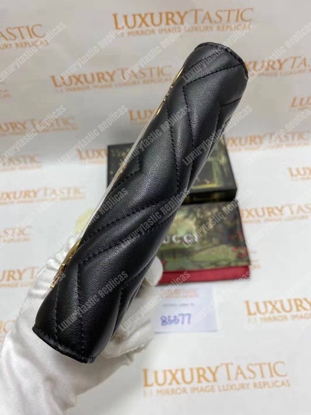 G*u*i gg marmont continental wallet with animal studs black