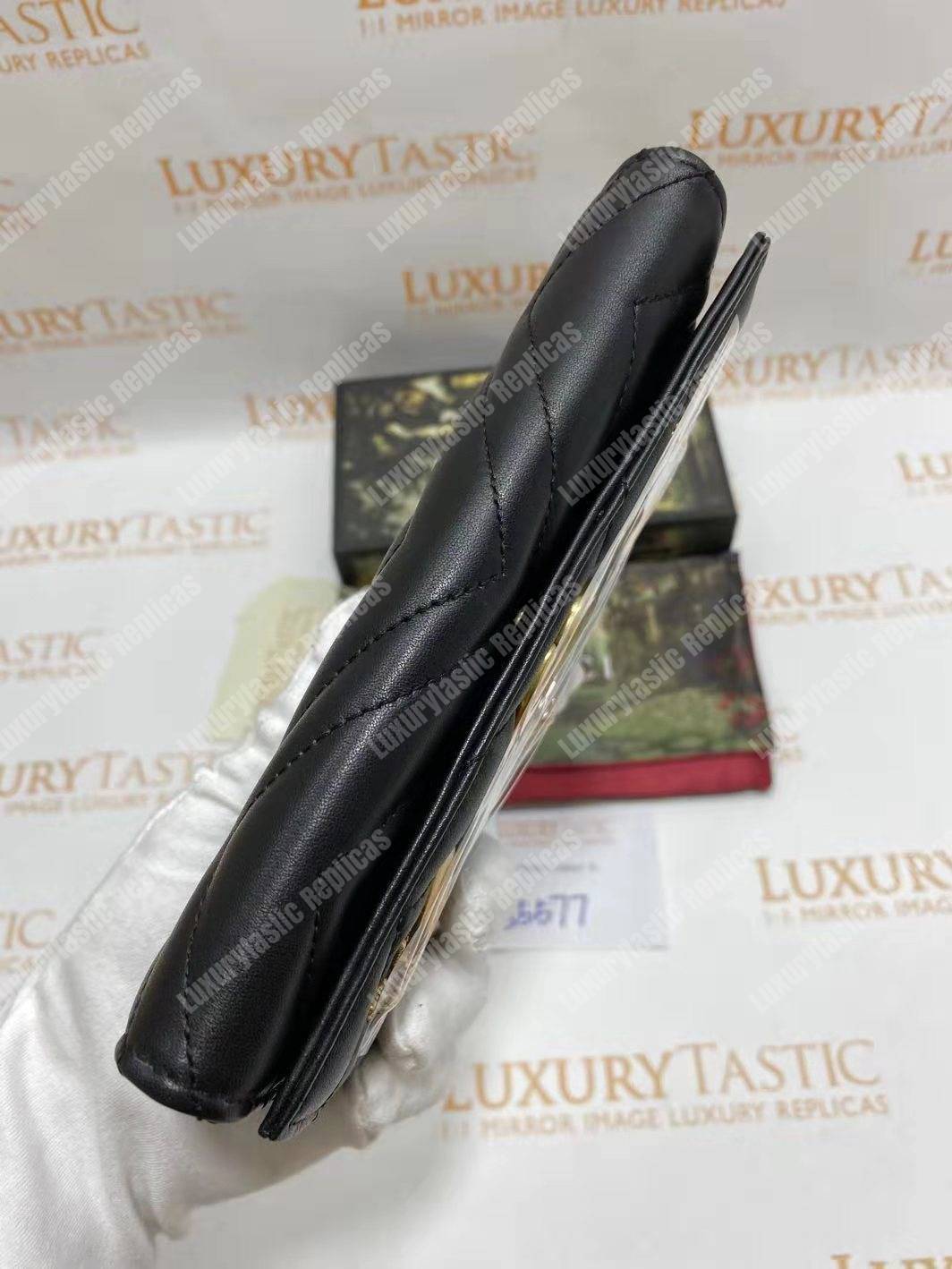 G*u*i gg marmont continental wallet with animal studs black