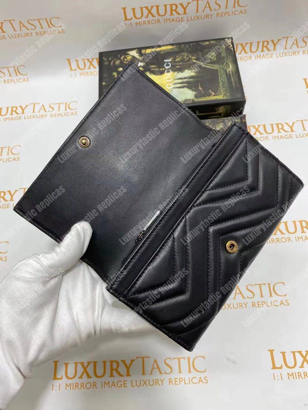 G*u*i gg marmont continental wallet with animal studs black