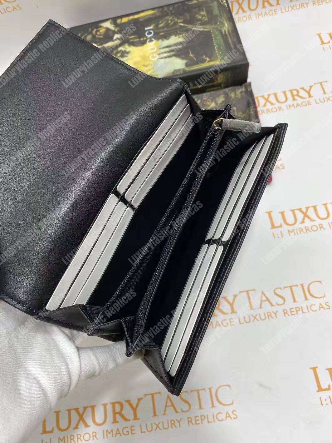 G*u*i gg marmont continental wallet with animal studs black