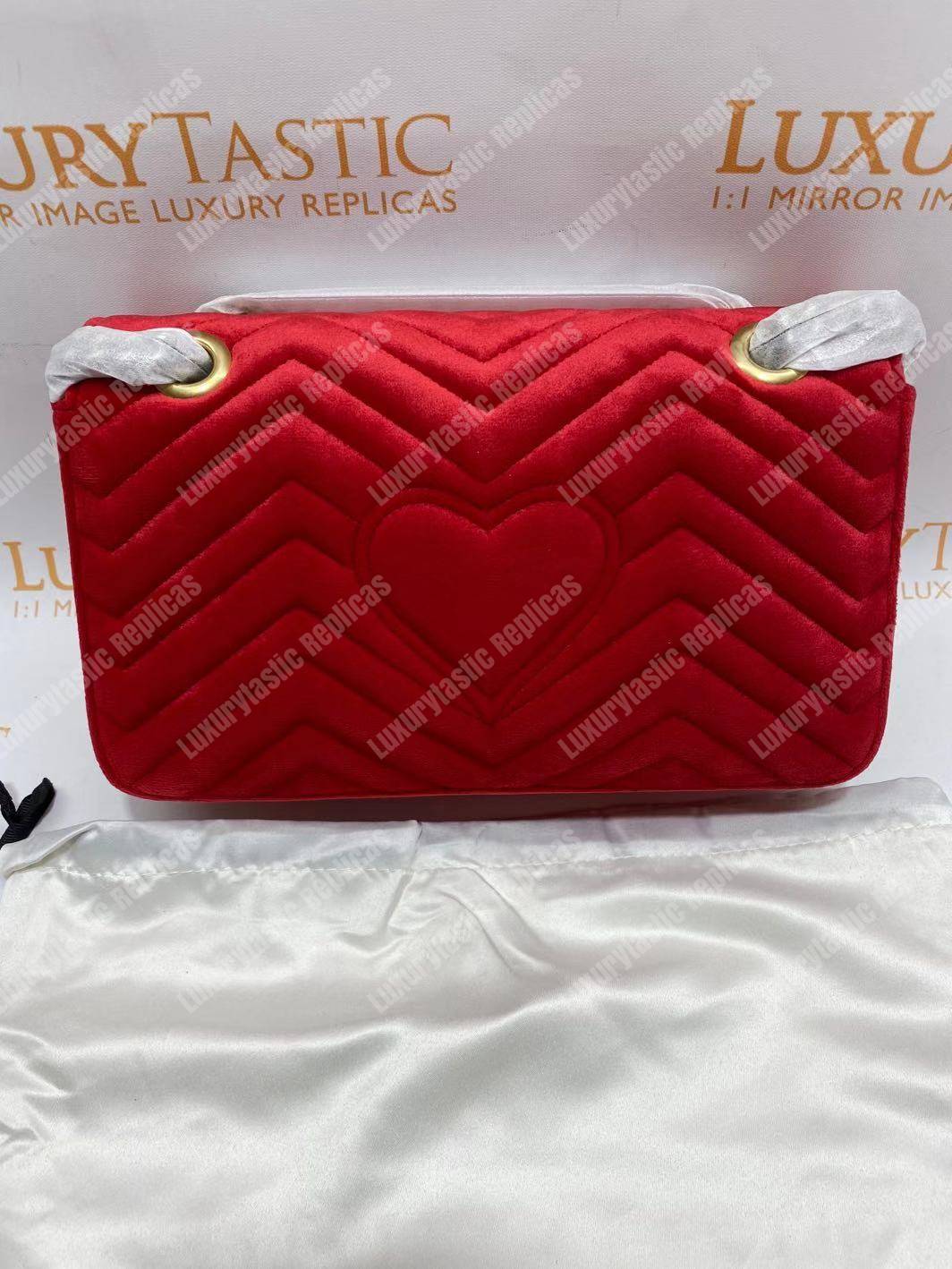 G*u*i gg marmont velvet shoulder bag red