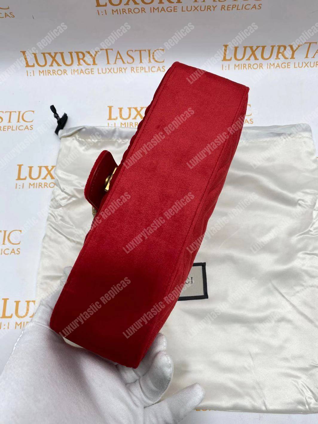 G*u*i gg marmont velvet shoulder bag red