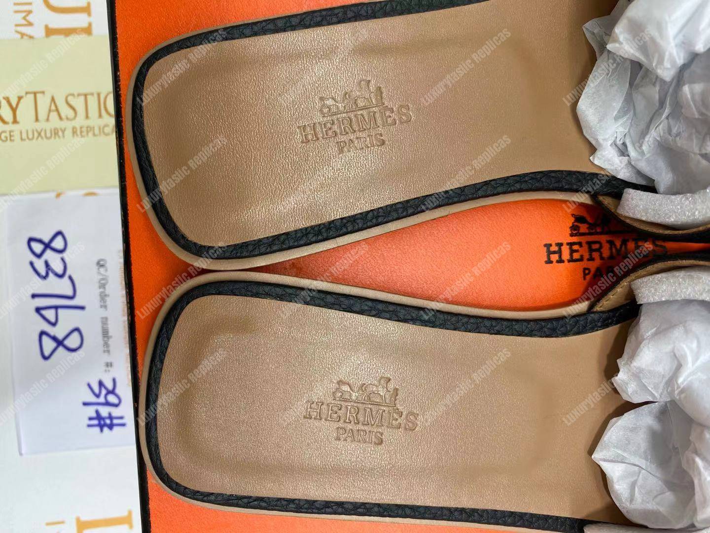 H**mes oran sandal epsom leather black