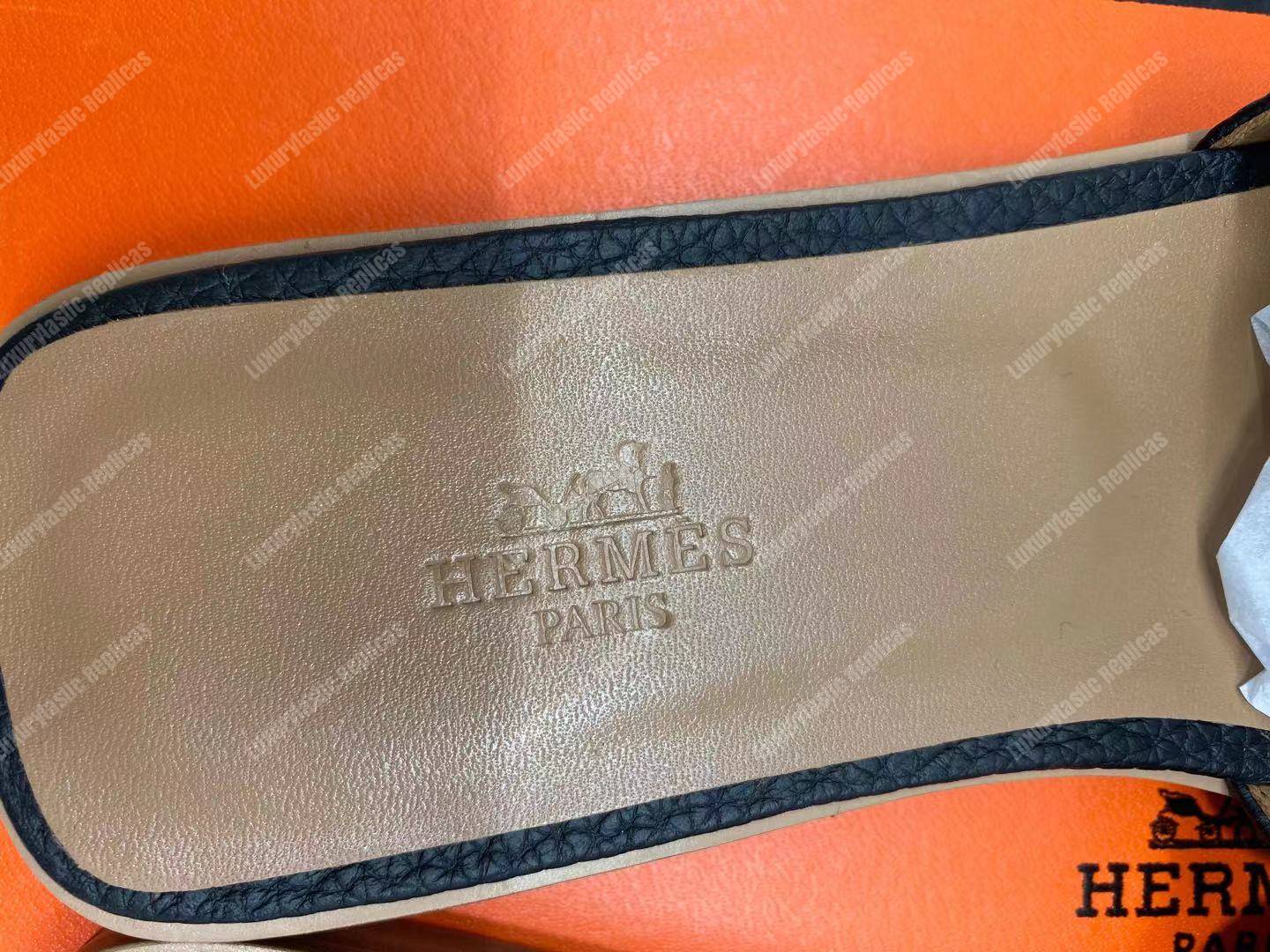 H**mes oran sandal epsom leather black