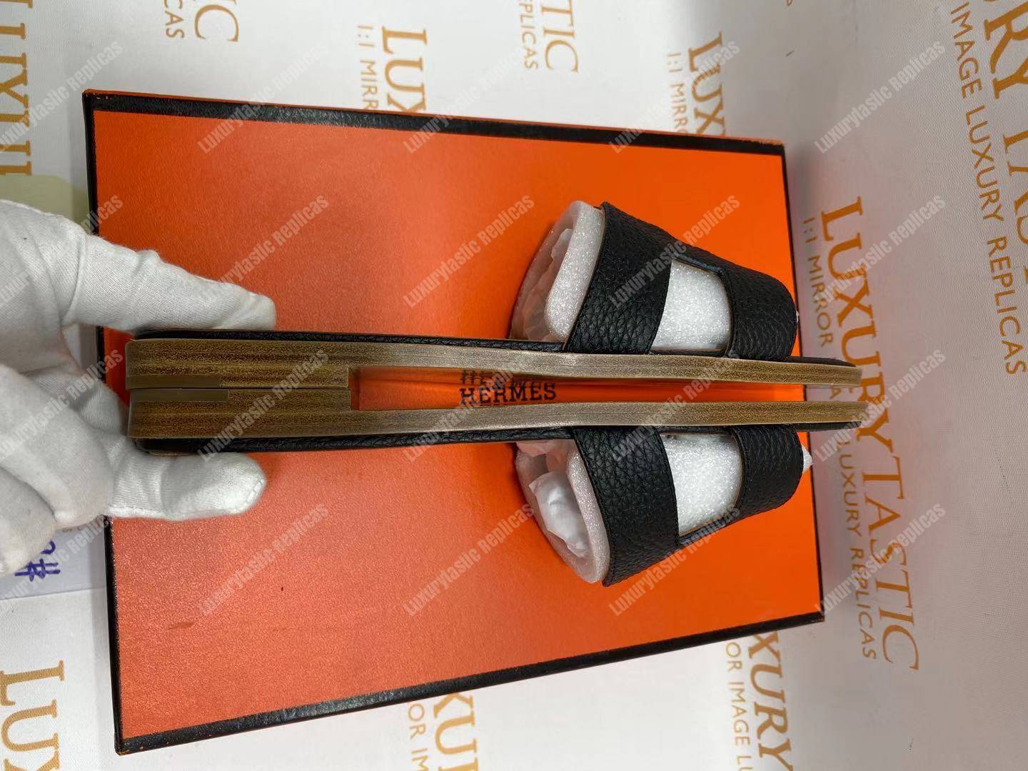 H**mes oran sandal epsom leather black