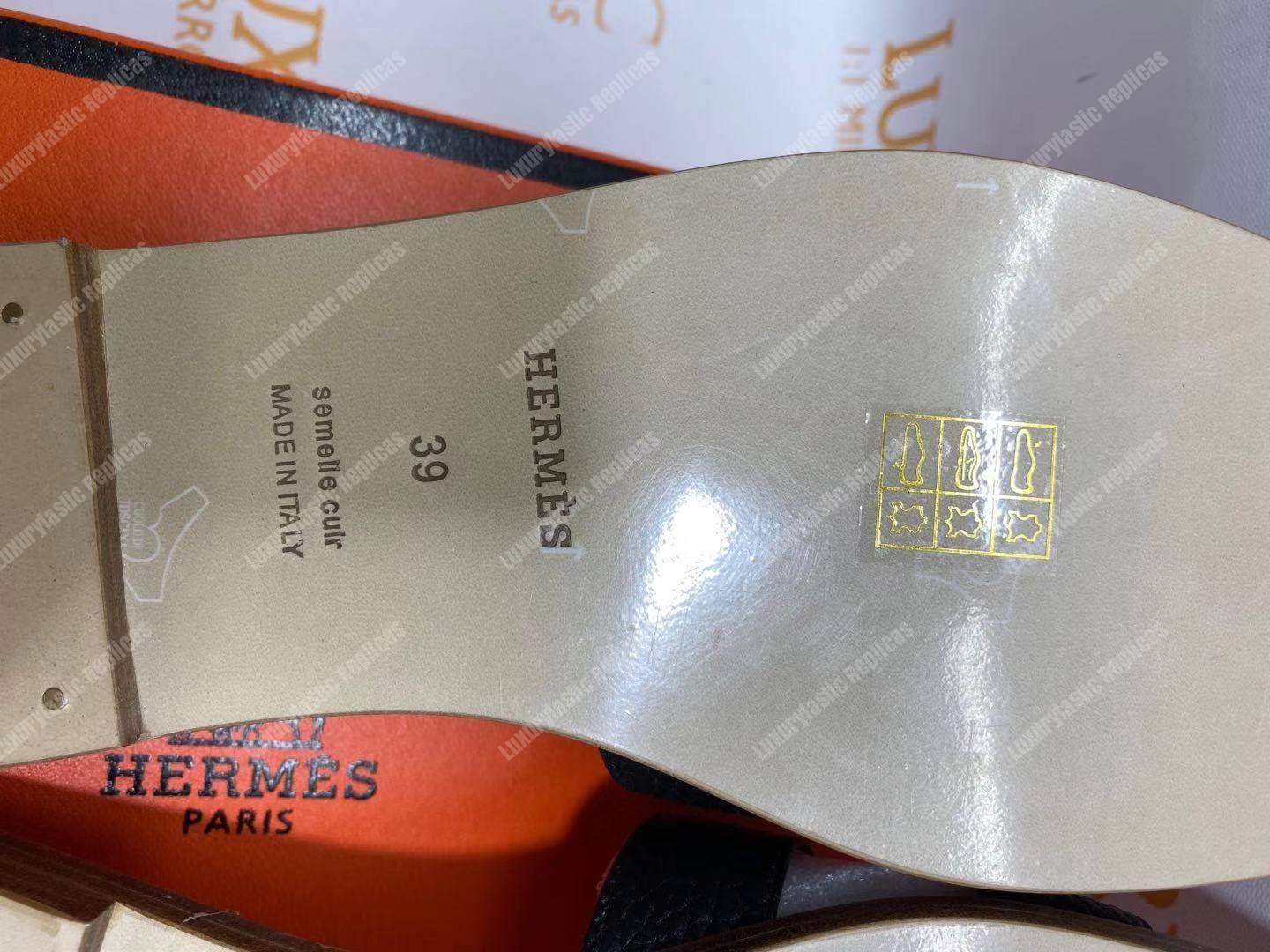 H**mes oran sandal epsom leather black