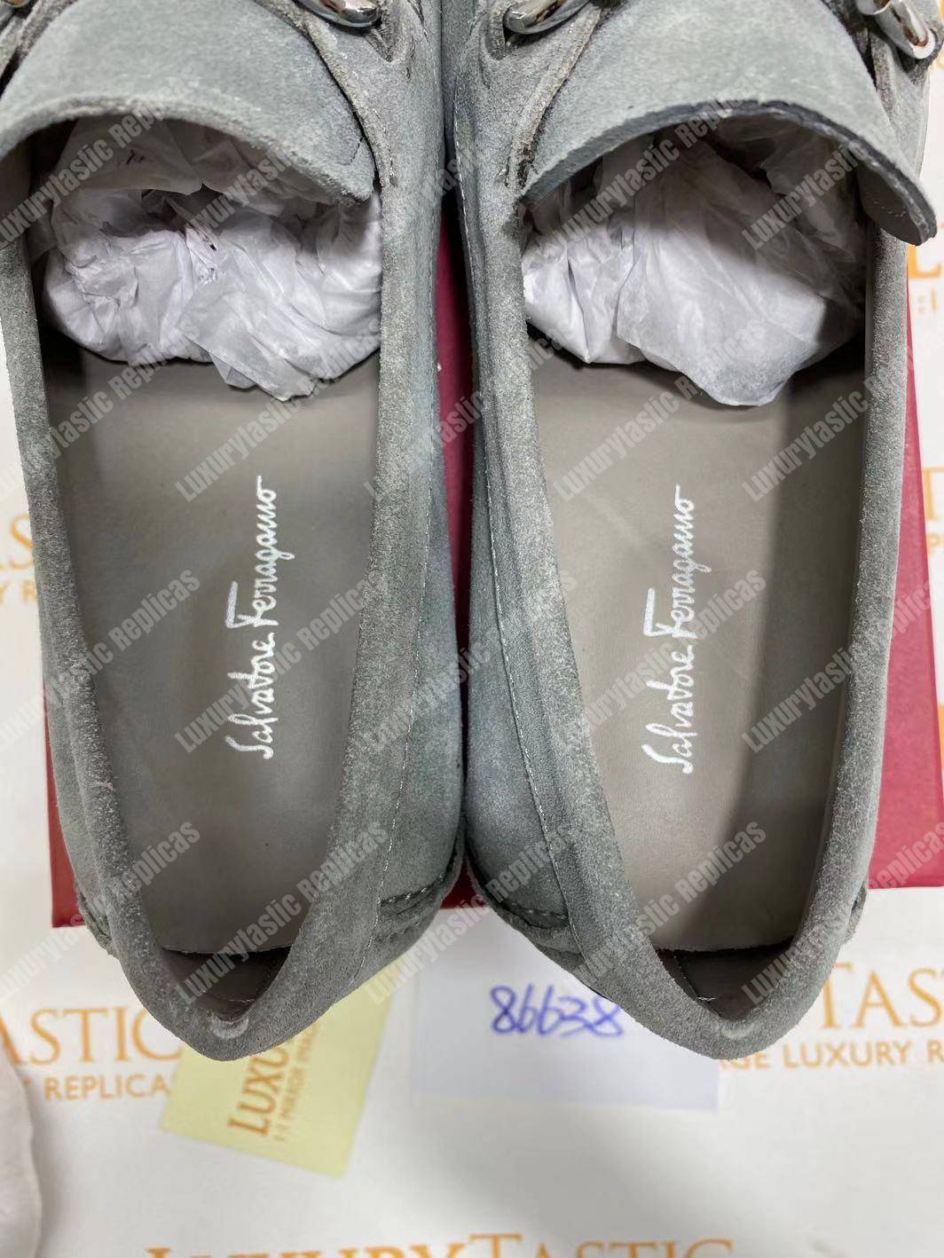Salvatore Ferragamo Gancini Driving Shoe Gray
